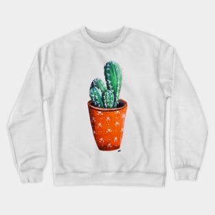 Cute Potted Cactus Print Crewneck Sweatshirt